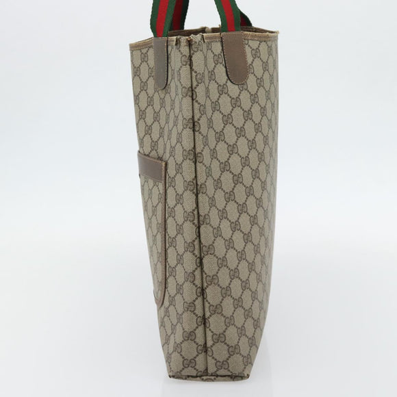GUCCI GG Supreme Web Sherry Line Tote Bag PVC Beige 39 02 003 Auth BA13156