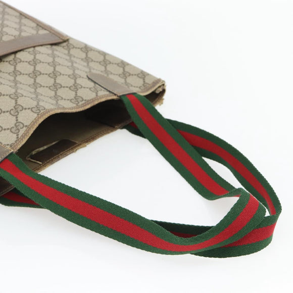 GUCCI GG Supreme Web Sherry Line Tote Bag PVC Beige 39 02 003 Auth BA13156