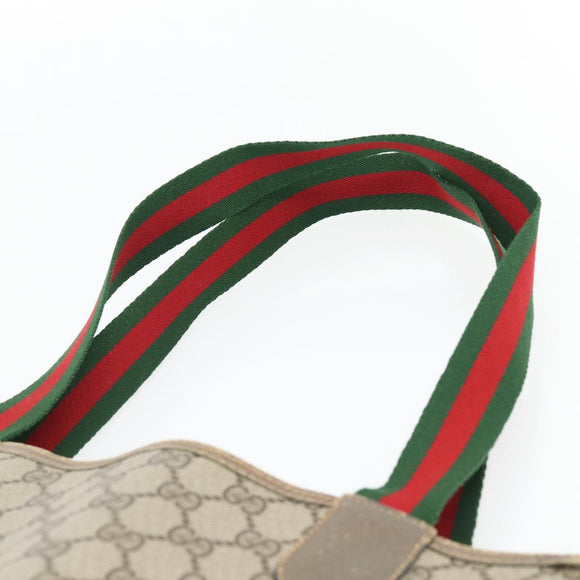 GUCCI GG Supreme Web Sherry Line Tote Bag PVC Beige 39 02 003 Auth BA13156