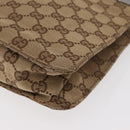 GUCCI GG Canvas Shoulder Bag Beige Silver 120841 Auth BA13157-14