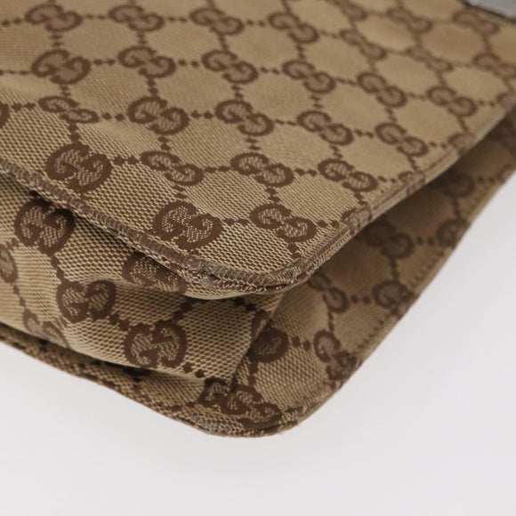 GUCCI GG Canvas Shoulder Bag Beige Silver 120841 Auth BA13157