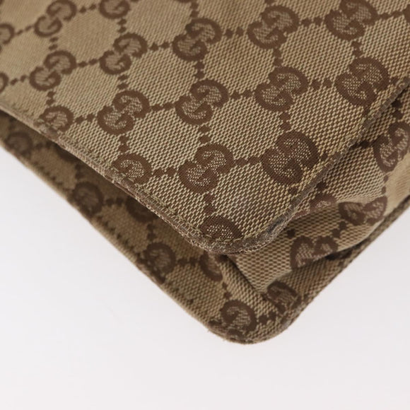GUCCI GG Canvas Shoulder Bag Beige Silver 120841 Auth BA13157