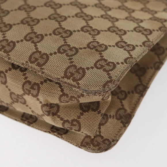 GUCCI GG Canvas Shoulder Bag Beige Silver 120841 Auth BA13157