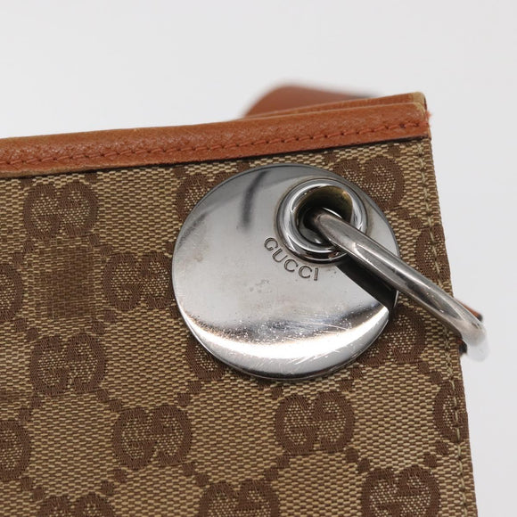 GUCCI GG Canvas Shoulder Bag Beige Silver 120841 Auth BA13157