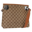 GUCCI GG Canvas Shoulder Bag Beige Silver 120841 Auth BA13157-1
