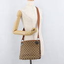 GUCCI GG Canvas Shoulder Bag Beige Silver 120841 Auth BA13157-22