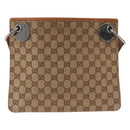 GUCCI GG Canvas Shoulder Bag Beige Silver 120841 Auth BA13157-13