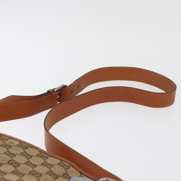 GUCCI GG Canvas Shoulder Bag Beige Silver 120841 Auth BA13157