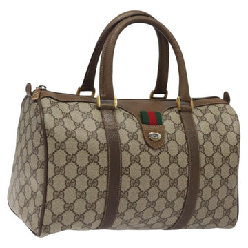 GUCCI GG Supreme Web Sherry Line Hand Bag PVC Leather Beige Auth BA1316