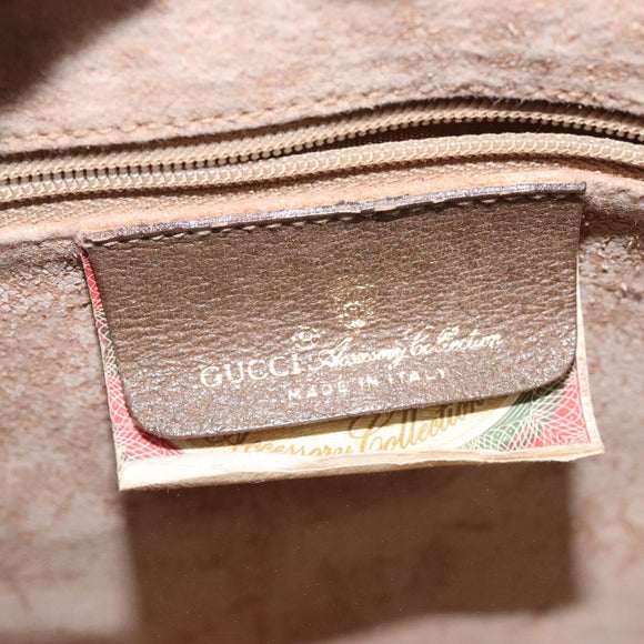 GUCCI GG Supreme Web Sherry Line Hand Bag PVC Leather Beige Auth BA1316