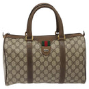 GUCCI GG Supreme Web Sherry Line Hand Bag PVC Leather Beige Auth BA1316-13