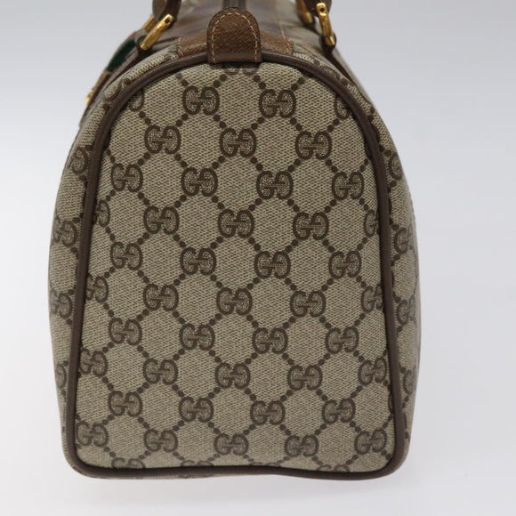 GUCCI GG Supreme Web Sherry Line Hand Bag PVC Leather Beige Auth BA1316