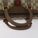 GUCCI GG Supreme Web Sherry Line Hand Bag PVC Leather Beige Auth BA1316-7