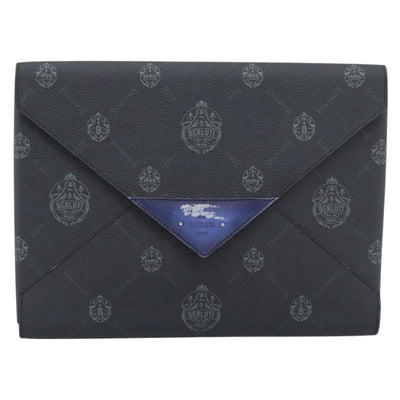 Berluti Clutch Bag PVC Black Silver Auth BA13162 - 0