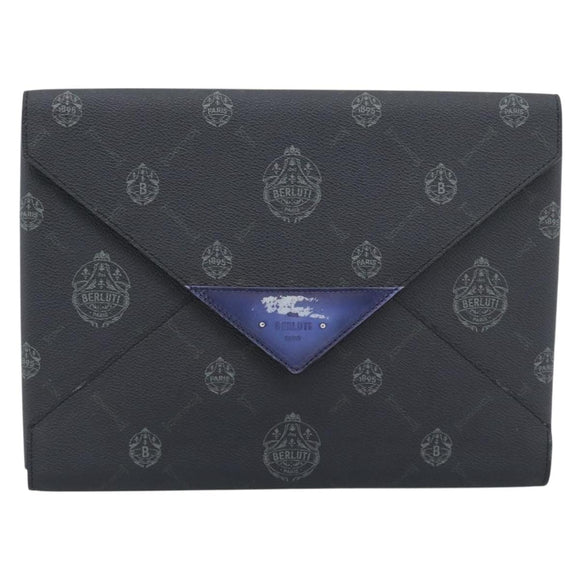 Berluti Clutch Bag PVC Black Silver Auth BA13162