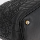 Gianni Versace Handtasche Leder Schwarz Gold Auth BA13163-13