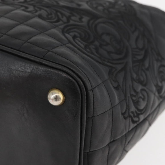 Gianni Versace Handtasche Leder Schwarz Gold Auth BA13163