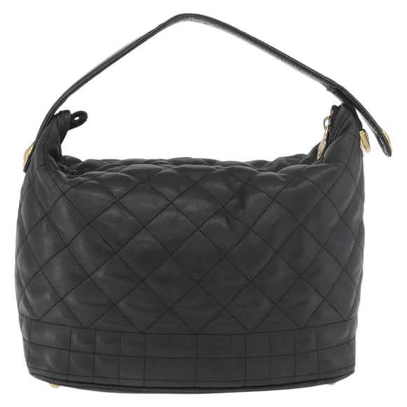 Gianni Versace Handtasche Leder Schwarz Gold Auth BA13163