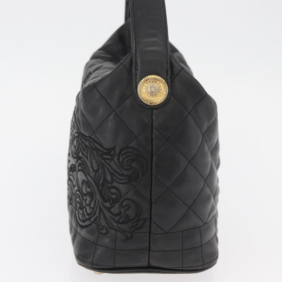 Gianni Versace Handtasche Leder Schwarz Gold Auth BA13163