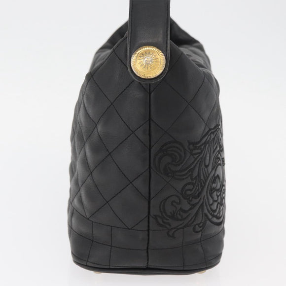 Gianni Versace Handtasche Leder Schwarz Gold Auth BA13163