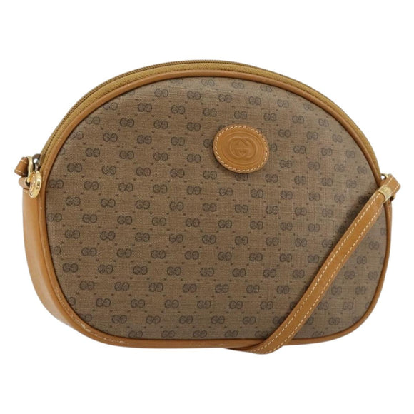 GUCCI Micro GG Supreme Umhängetasche PVC Beige Gold Auth BA13164