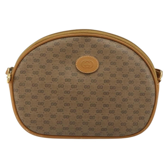 GUCCI Micro GG Supreme Umhängetasche PVC Beige Gold Auth BA13164
