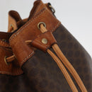 CELINE Macadam Canvas Purse Shoulder Bag PVC Leather Brown Gold Auth BA13166-8