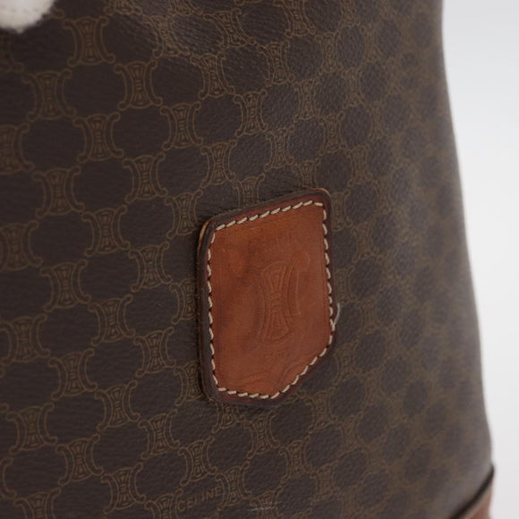 CELINE Macadam Canvas Purse Shoulder Bag PVC Leather Brown Gold Auth BA13166