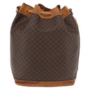 CELINE Macadam Canvas Purse Shoulder Bag PVC Leather Brown Gold Auth BA13166-2