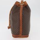 CELINE Macadam Canvas Purse Shoulder Bag PVC Leather Brown Gold Auth BA13166-3