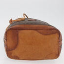 CELINE Macadam Canvas Purse Shoulder Bag PVC Leather Brown Gold Auth BA13166-6