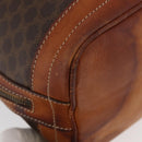 CELINE Macadam Canvas Purse Shoulder Bag PVC Leather Brown Gold Auth BA13166-14