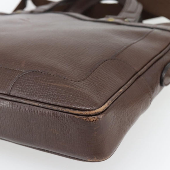 BURBERRY Handtas Leer 2way Bruin Goud Auth BA13168