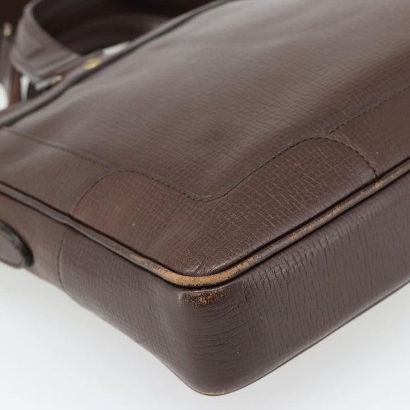 BURBERRY Hand Bag Leather 2way Brown Gold Auth BA13168