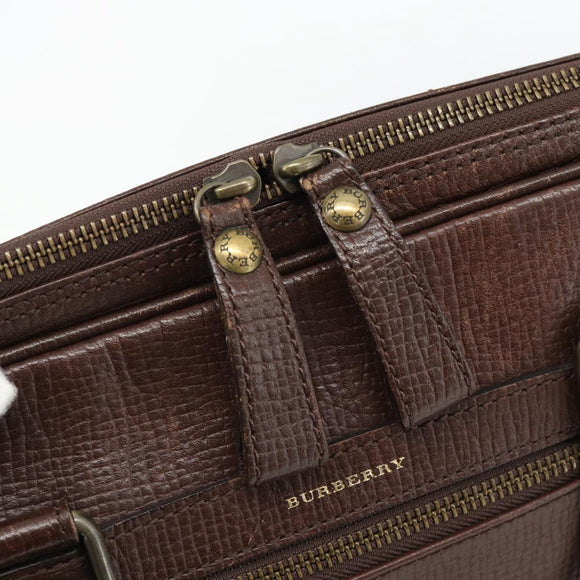 BURBERRY Hand Bag Leather 2way Brown Gold Auth BA13168