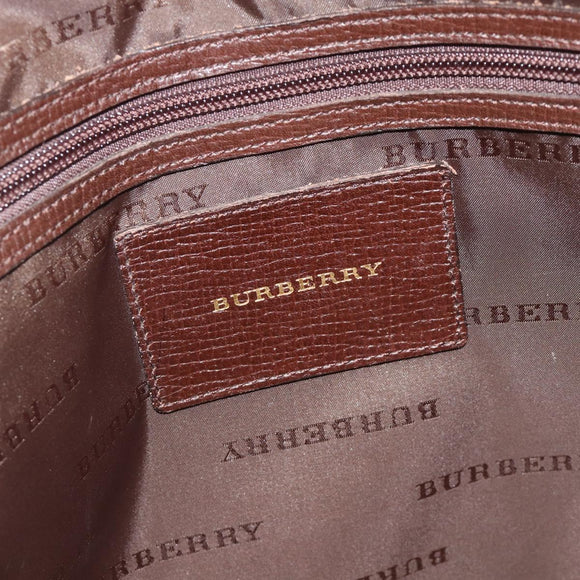 BURBERRY Hand Bag Leather 2way Brown Gold Auth BA13168