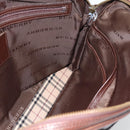 BURBERRY Handtas Leer 2way Bruin Goud Auth BA13168-19