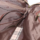 BURBERRY Handtas Leer 2way Bruin Goud Auth BA13168-20