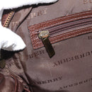 BURBERRY Handtas Leer 2way Bruin Goud Auth BA13168-21