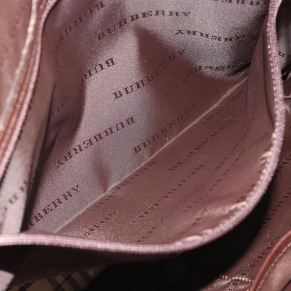 BURBERRY Handtas Leer 2way Bruin Goud Auth BA13168