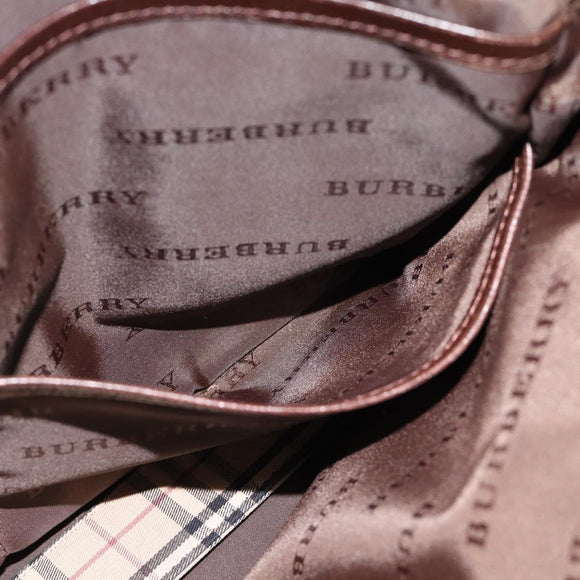 BURBERRY Hand Bag Leather 2way Brown Gold Auth BA13168