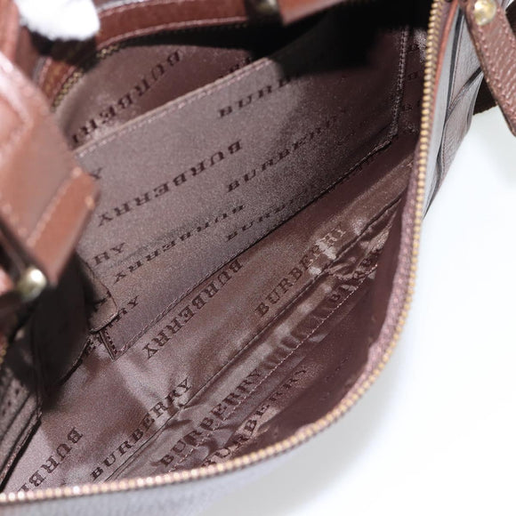 BURBERRY Hand Bag Leather 2way Brown Gold Auth BA13168