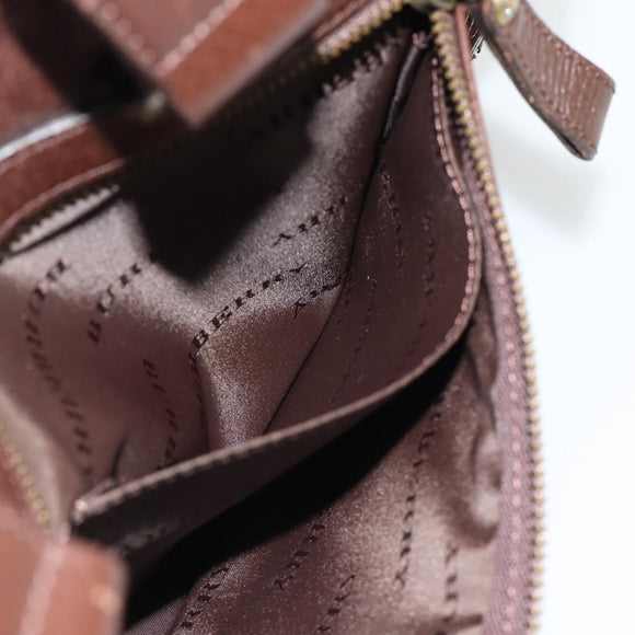 BURBERRY Handtas Leer 2way Bruin Goud Auth BA13168