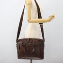 BURBERRY Hand Bag Leather 2way Brown Gold Auth BA13168-28