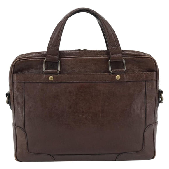 BURBERRY Handtas Leer 2way Bruin Goud Auth BA13168