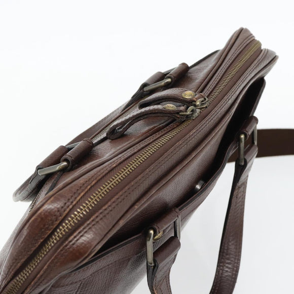 BURBERRY Handtas Leer 2way Bruin Goud Auth BA13168
