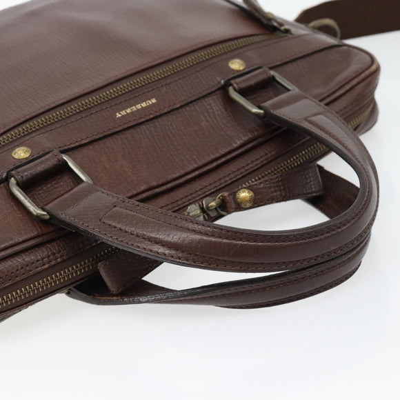 BURBERRY Handtas Leer 2way Bruin Goud Auth BA13168
