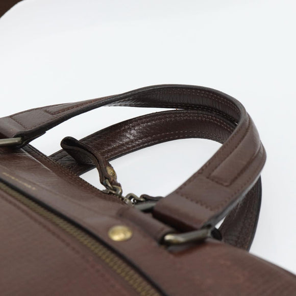 BURBERRY Handtas Leer 2way Bruin Goud Auth BA13168