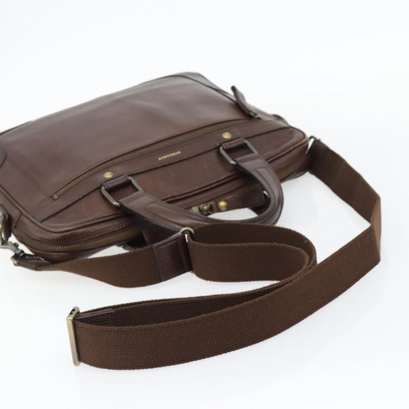 BURBERRY Handtas Leer 2way Bruin Goud Auth BA13168