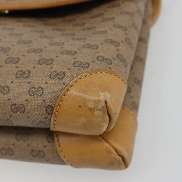 GUCCI Micro GG Supreme Shoulder Bag PVC Beige Gold Auth BA13169